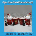 Beautiful christmas flower pots ceramic snowman figurine with led light